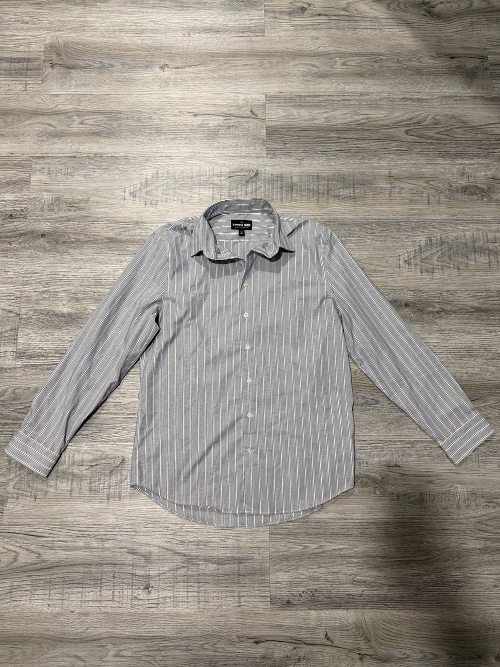 Express Men’s Gray Striped Dress Shirt